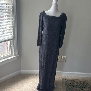 Elegant Soft dusty blue  Lace Dress by Adrienne Pappel size 12
